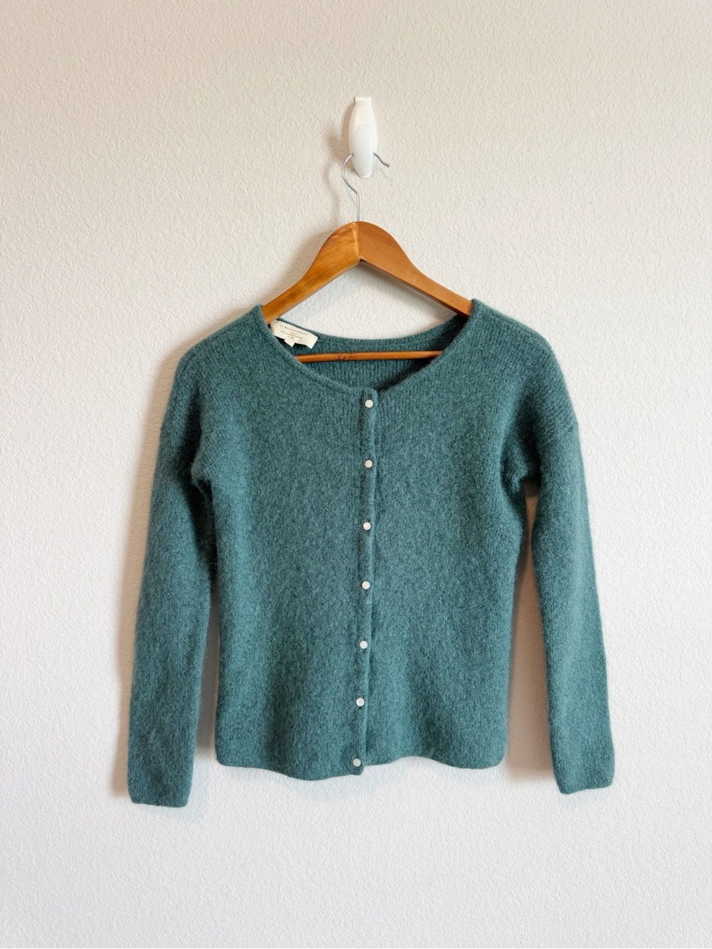Sezane Sage Turquoise Gaspard Mohair Alpaca Blend Cardigan Sweater Size Small